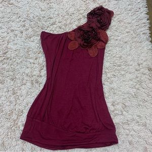 vintage agaci rosette top gently used *small stain on rose pictured*